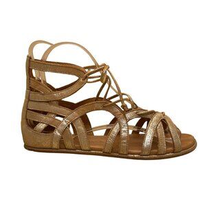 Gentle Souls Women’s Gold Leather Open Toe Lace Up Gladiator Sandals Size 6.5M
